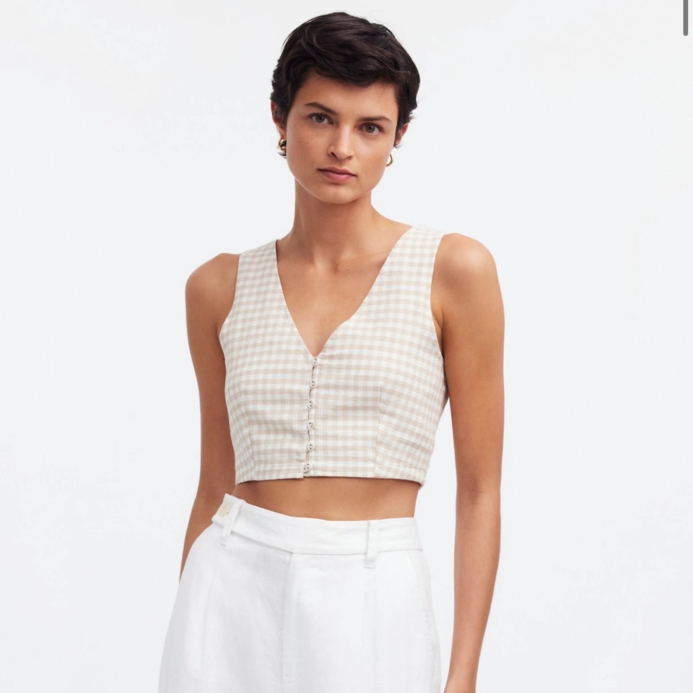 Madewell Gwen Crop Vest Top in Check NWT